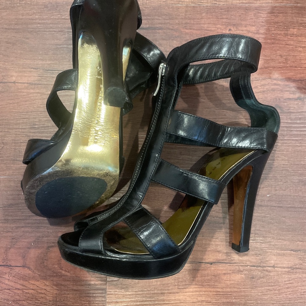 1WEEK FINAL LAST CHANCE Black BARBARA BUI Zip Front High Heel Sandals
